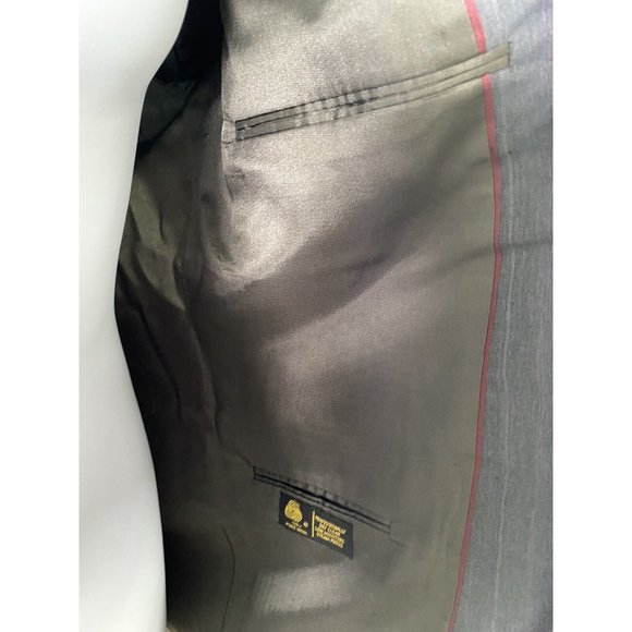 Stafford USA Made Gray Blue 100% Wool Striped 2 Button Jacket Blazer Men’s 42S - Picture 6 of 12